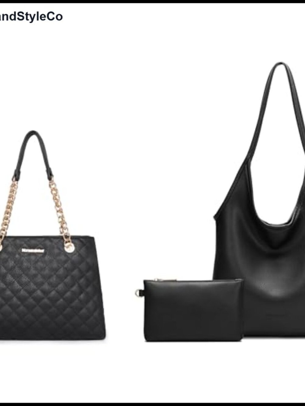 Quilted Chain Satchel & Hobo Shoulder Bag Set - Soft Designer Style